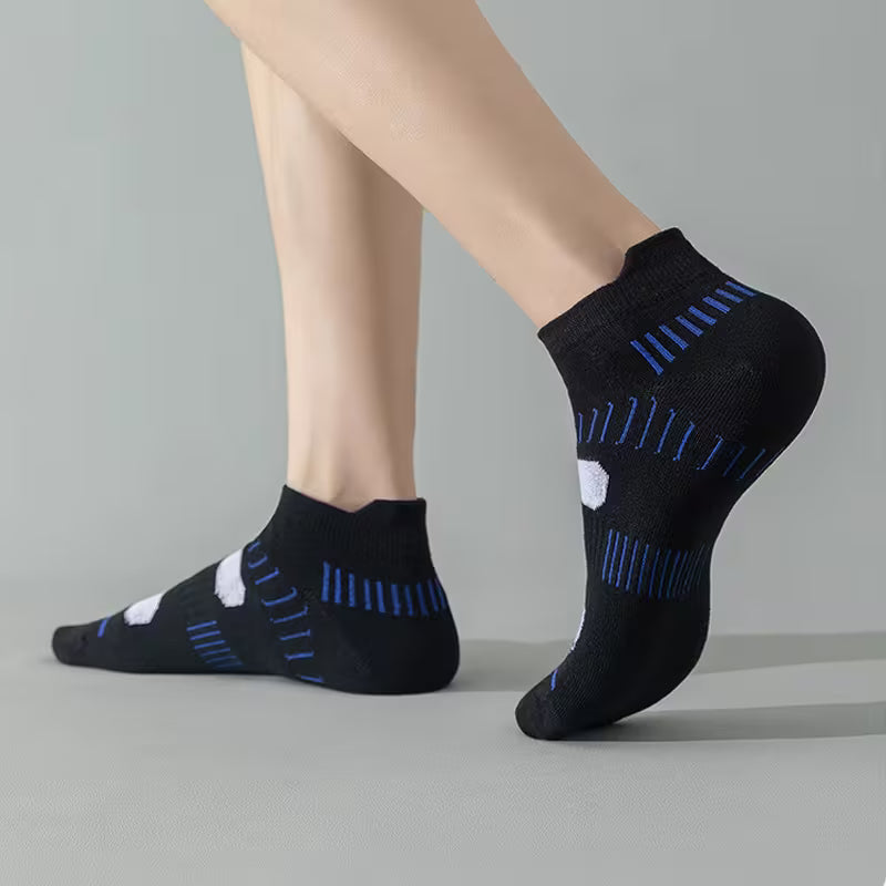 SkyWaves Men's Mesh Breathable No-Show Running Socks – Sweat-Absorbing Low-Cut | 5-Pack