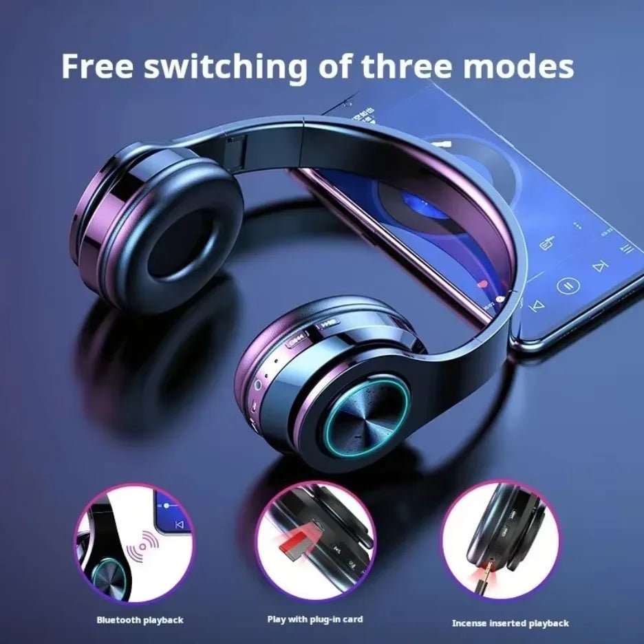 Wireless Bluetooth Headphone With Microphone Over-Ear Headset Stereo Sound Sports Gaming Earphones - SkyWaves