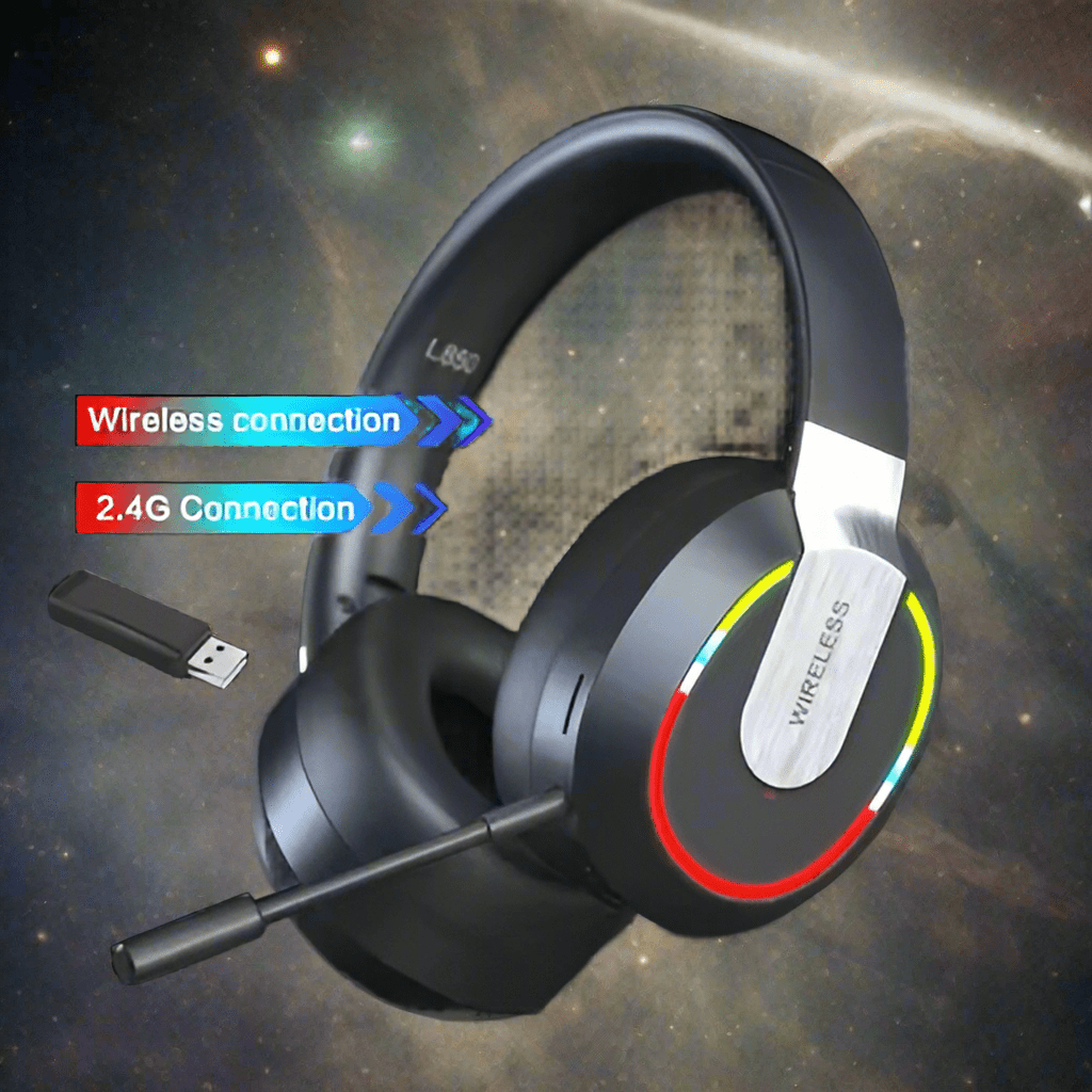 Wireless Gaming Headset with RGB Light, - SkyWaves