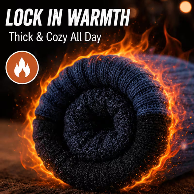 SkyWaves Men's Thick & Warm Fleece Winter Crew Socks – Moisture-Absorbing Durable Knit | 4-Pack