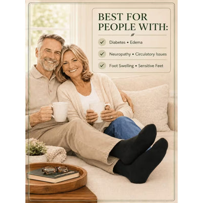 SkyWaves Diabetic Socks for Men & Women – Non-Binding Moisture-Wicking Mid-Calf | 2-Pack