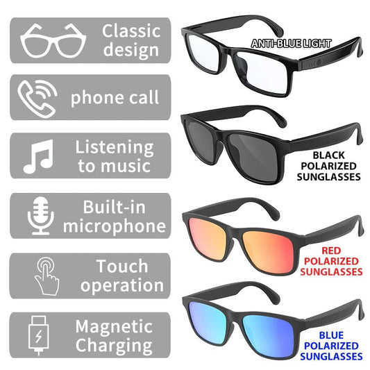 Fashion Design Smart Glasses Wireless Bluetooth Hands - Free Talking Music Headset with Speakers - SkyWaves