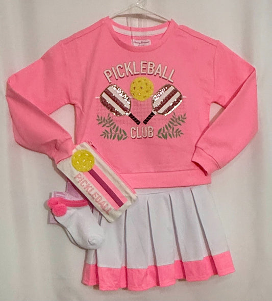 Girls Activewear outfit size 4 - 5/6 Pickleball Club Cotton Candy Pink Set - SkyWaves