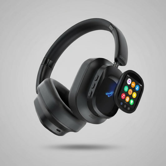 Siindoo NEWEST Hybrid ANC Wireless Headphone, Magnetic Touch LED Screen 1GB MP3 AND APP Download - SkyWaves