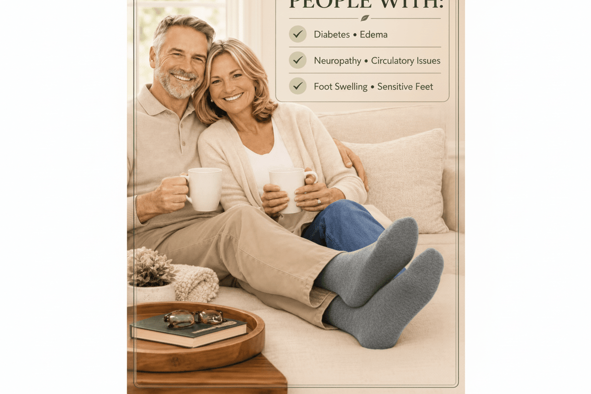 SkyWaves Diabetic Socks for Men & Women – Non-Binding Moisture-Wicking Mid-Calf | 2-Pack - SkyWaves