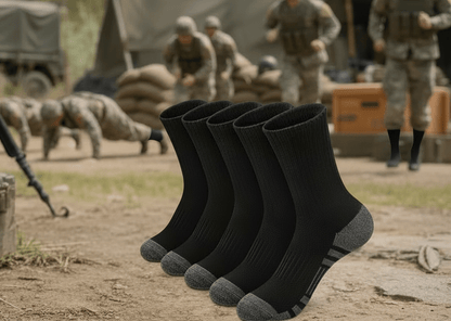 SkyWaves Men's Plus Size Athletic Mid Socks – Moisture-Wicking Reinforced Comfort | 5-Pack - SkyWaves