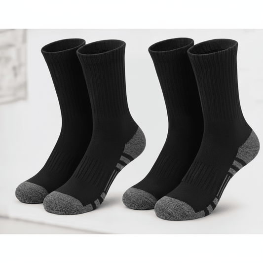 SkyWaves Men's Plus Size Athletic Mid Socks – Moisture-Wicking Reinforced Comfort | 5-Pack - SkyWaves