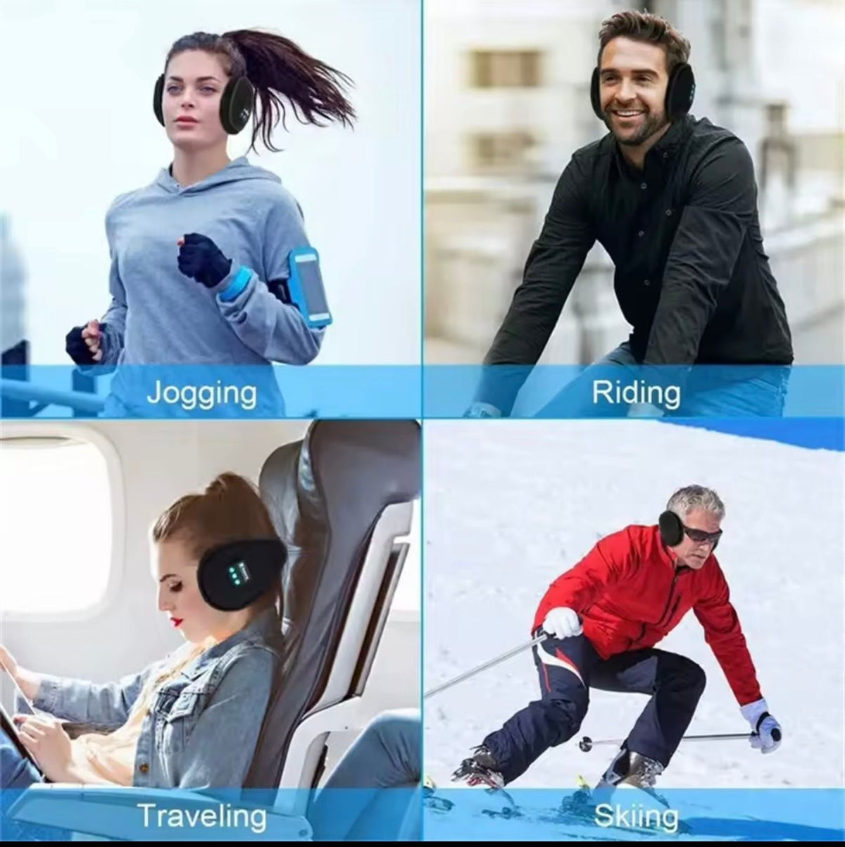 Wireless Bluetooth Earmuffs - Winter Ear Warmers with Built - in Speakers & Mic - SkyWaves